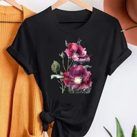 fashion women t shirt beautiful flowers funny casual o neck short sleeves tops ladies t shirt summer kawaii female tee shirt