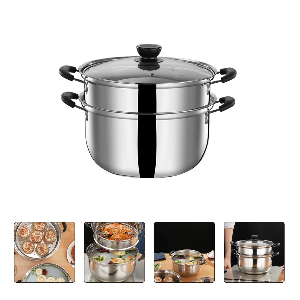 

Soup Pot Sauce Pan Lid Heavy Duty Premium Multifunctional Gift Healthy Cookware Food Stainless Steel Work Steamer