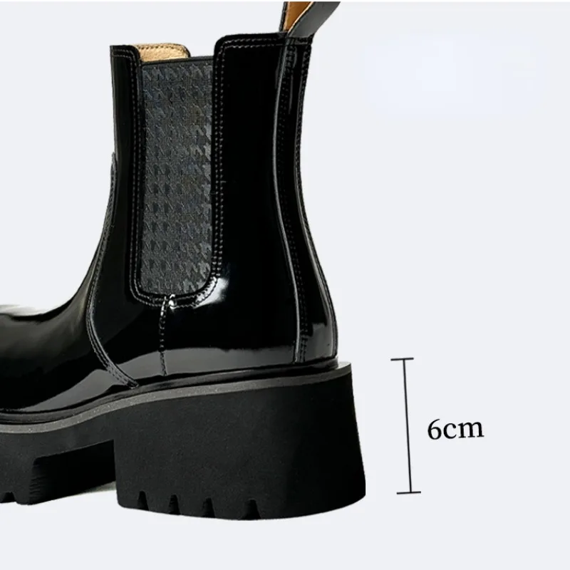 Мужские ботильоны из лакированной кожи высотой 6 см роскошные качественные