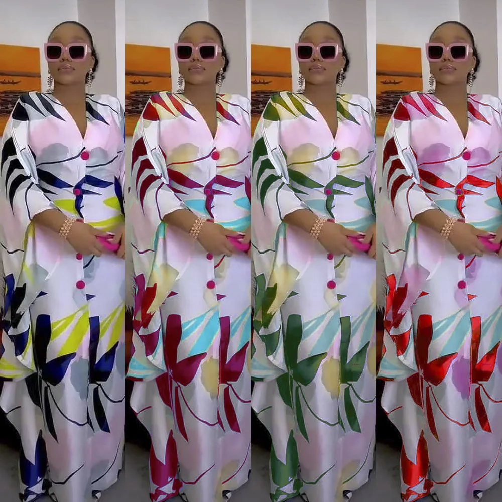 

African Dashiki Print Long Dresses For Women Plus Size Boubou 2023 Spring New Maxi Robe Turkey Nigerian Party Outfits Abayas