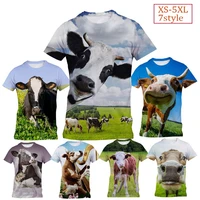 new fashion cow 3d printing casual t shirt mens and womens fun tops animal print short sleeved t shirt tops