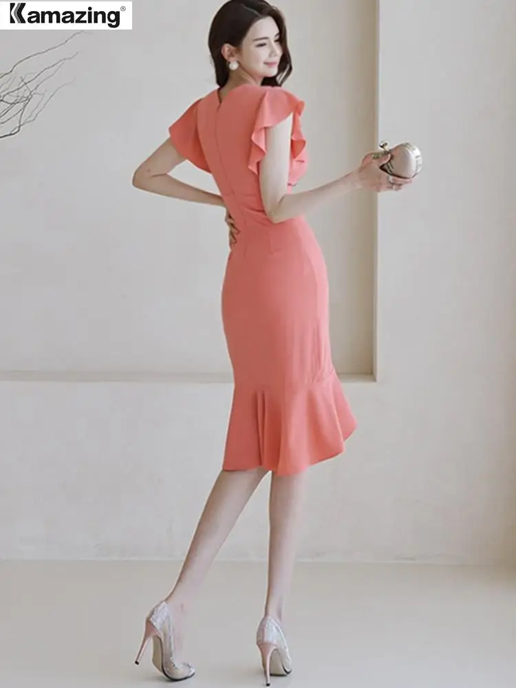 Летнее офисное женское Повседневное платье однотонное Формальное тонкое