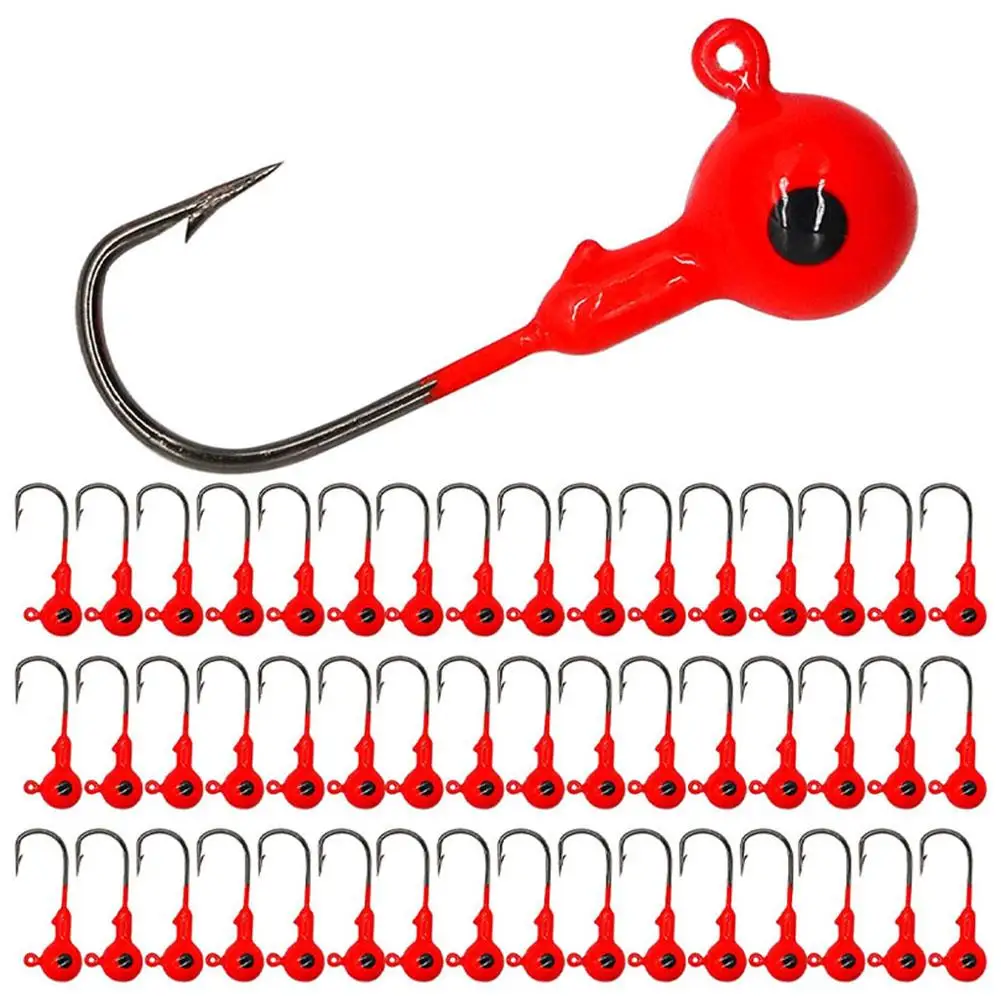 

2023 50pcs Lure Fishing Jig Heads Set 3.5g/5g/7g/10g/14g Colorful Luminous Soft Bait Hook For Saltwater Freshwater Dropship