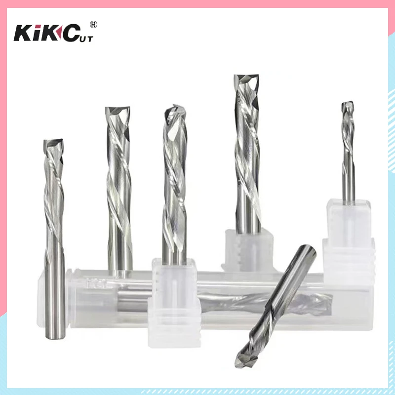 

1Pcs UP & DOWN Cut Two Flutes Spiral Carbide Milling Cutters Woodworking Tools For CNC Router, Composite Wood End Mill Cutter