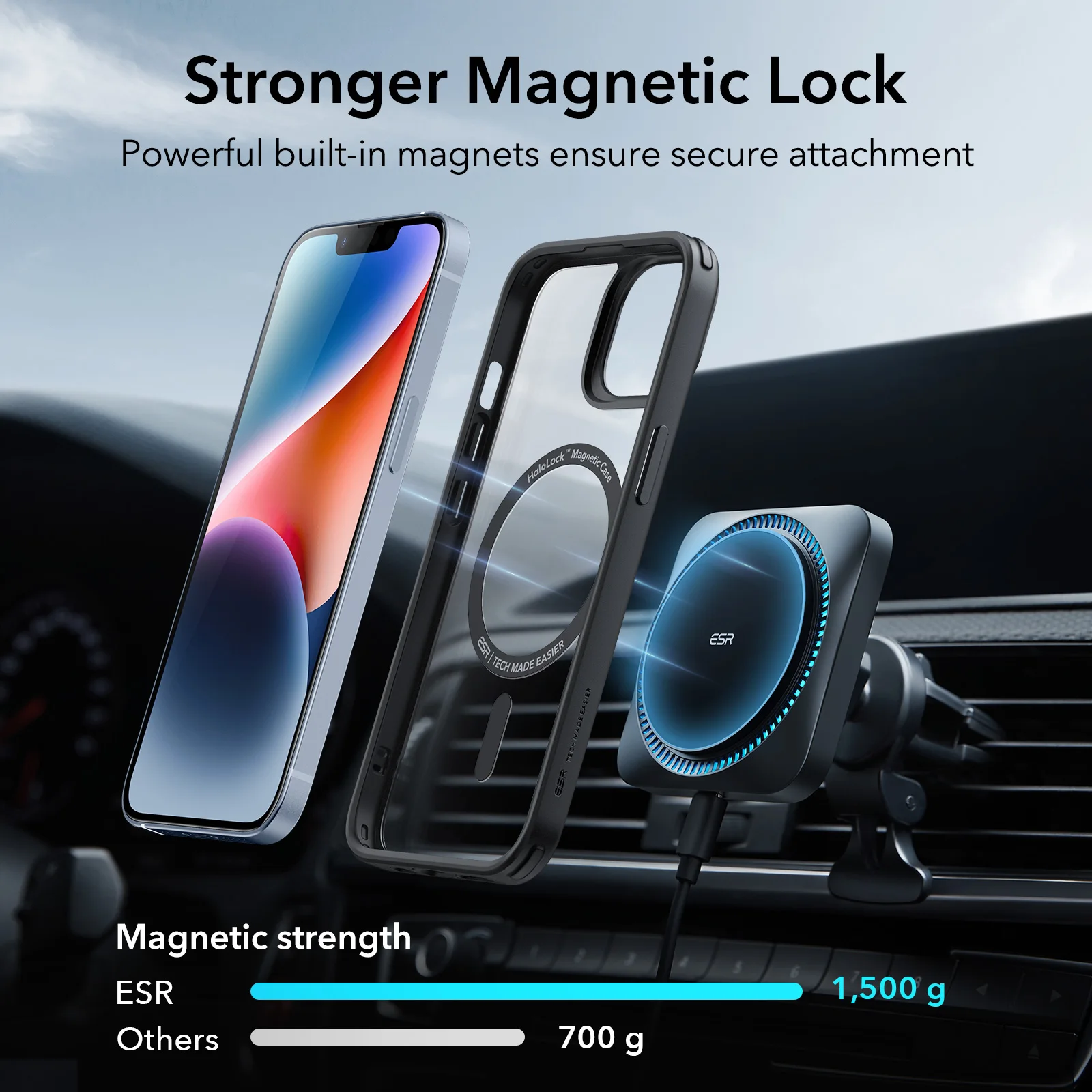 Фото Чехол для iPhone 14 Pro Max MagSafe, классический гибридный чехол с HaloLock для iPhone 14 Pro, прозрачная задняя крышка №2