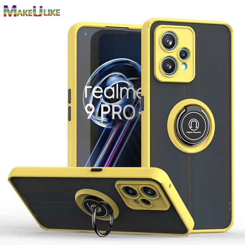 

Case for Oppo Realme 9 Pro Plus Case Shock Proof Ring Holder Translucent Hard Case for Realme 8 9 10 Pro 4G 5G 9Pro 10Pro Cover