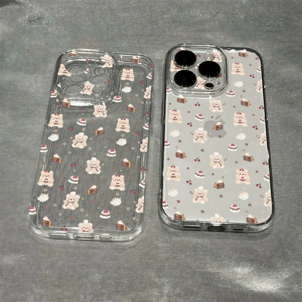 Фото Прозрачный мягкий чехол с теплым медведем для iPhone 17 16 15 14 13 12 11 Pro Xs Max Air Mini 7 8 6 6s Plus SE 2020 2022 Задняя крышка №3
