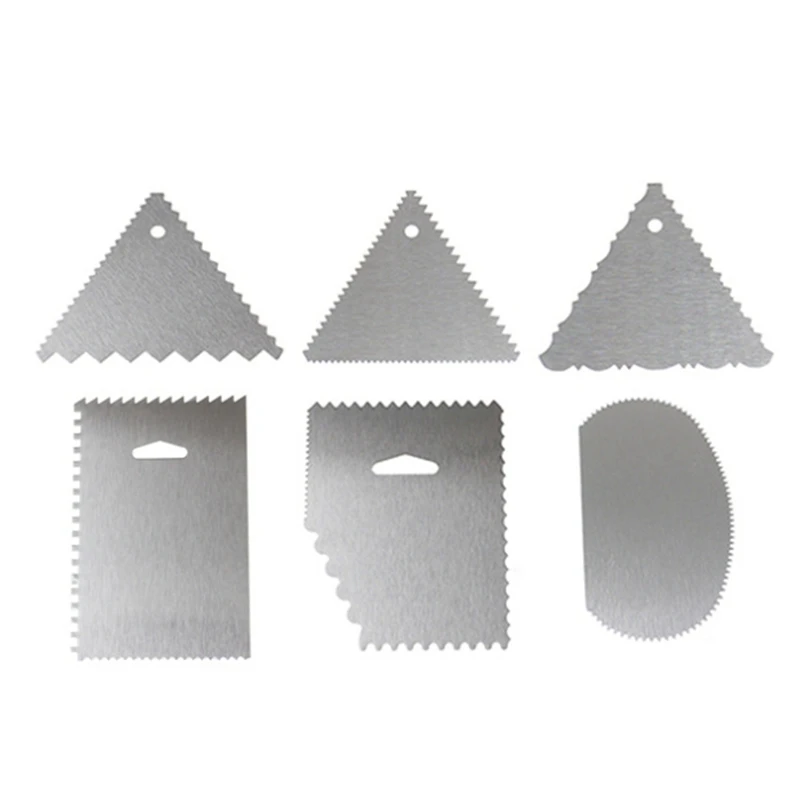 

6PCS Cake Scraper Stainless Steel Cake Edge Scraper Cutters Cake Decorating Comb Icing Smoother Cake Baking Decorating