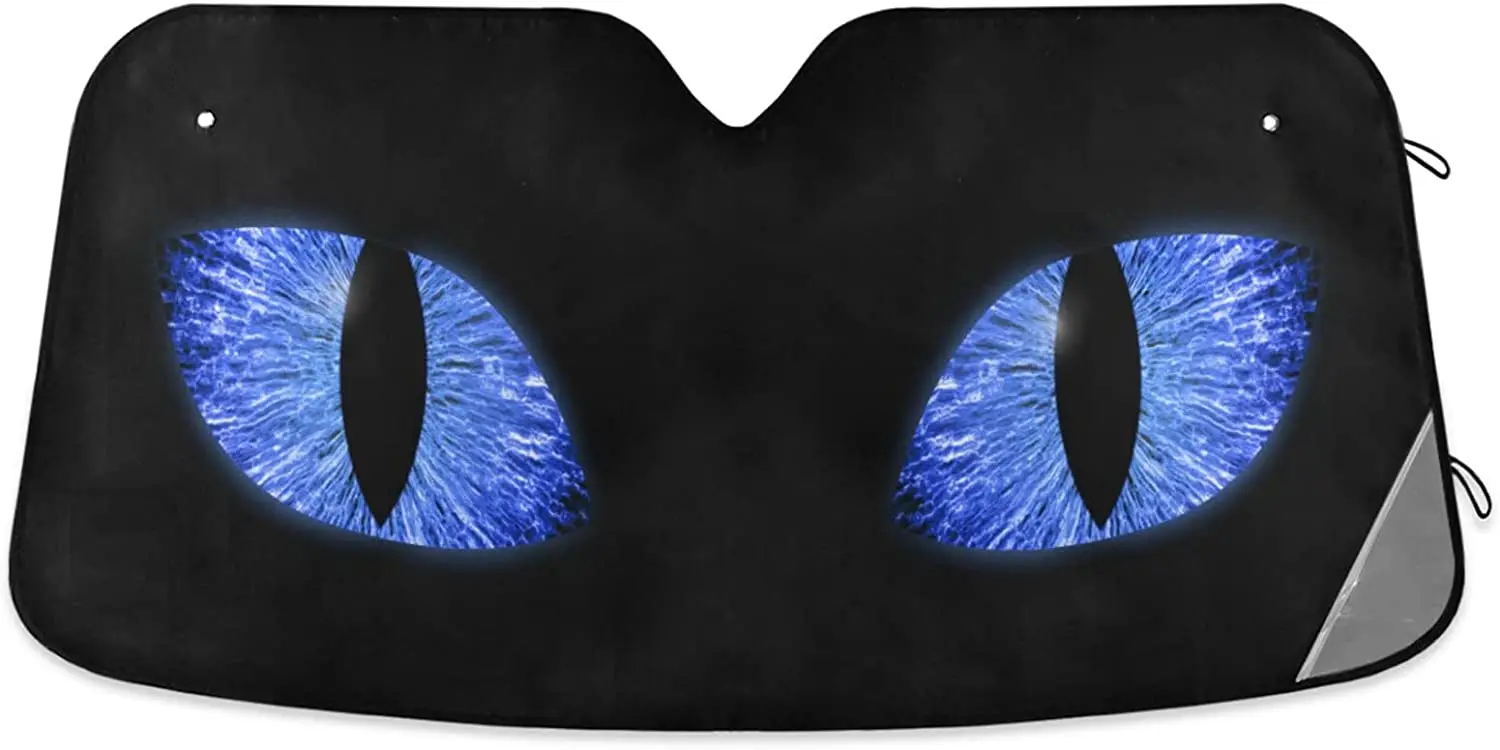 

Bright blue eye car visor with foldable UV visor, universal front windshield visor