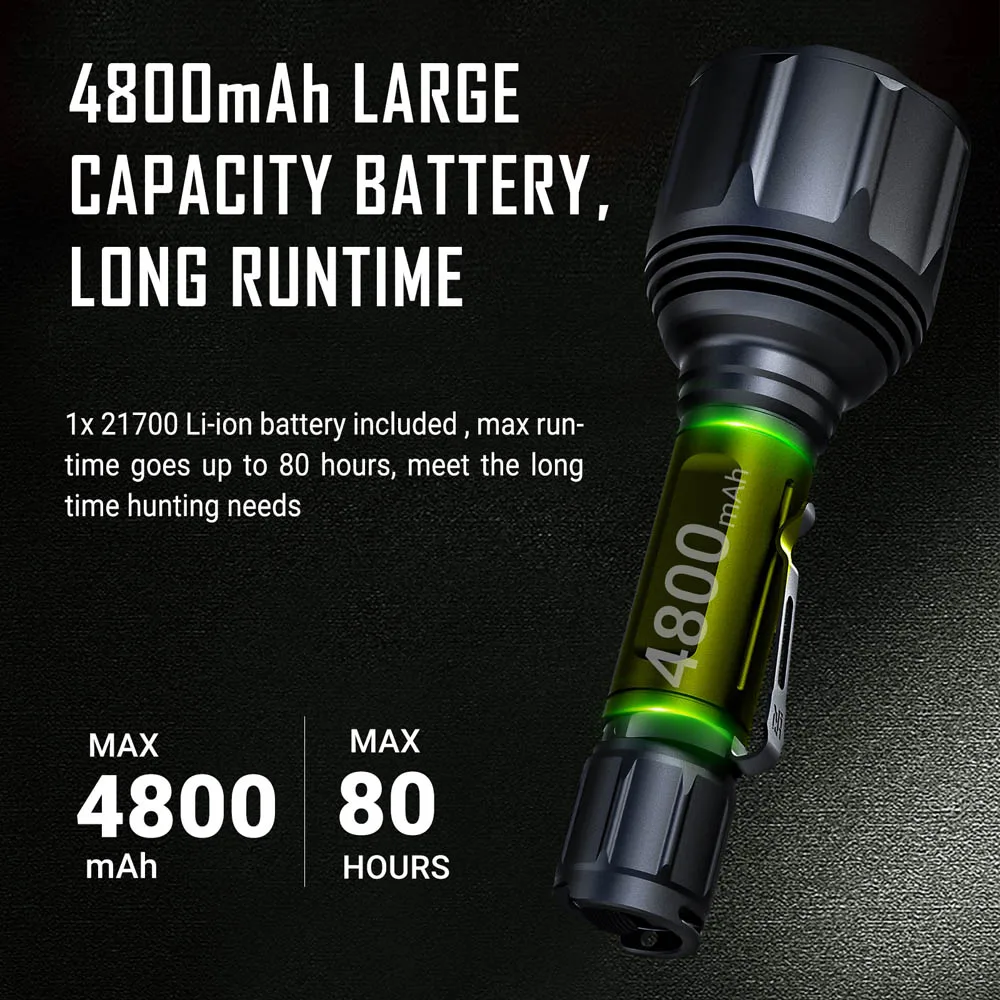 Фото Nextorch T7 MAX SET 1100 м длинный луч мощный фокус водонепроницаемый перезаряжаемый светодиодный охотничий фонарик уличный белый свет №3