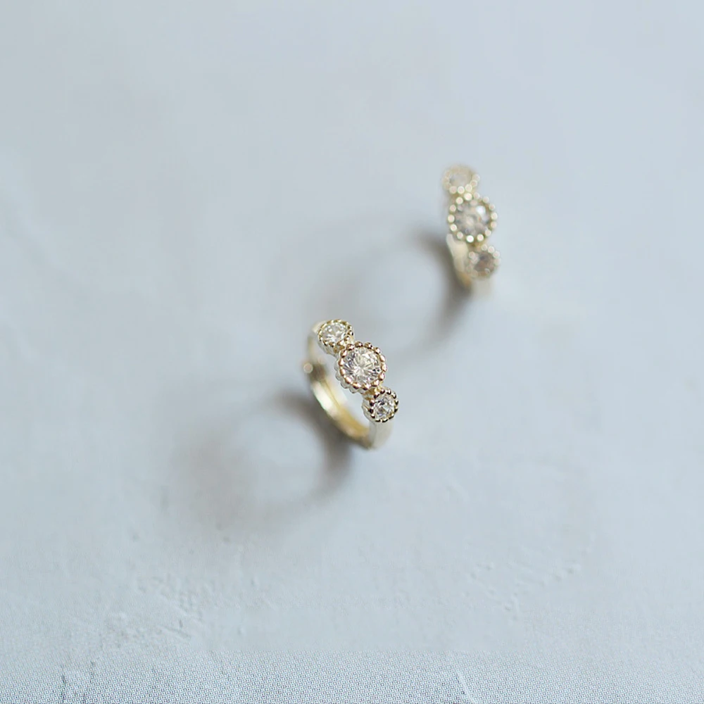 Женские серьги-кольца из серебра 925 пробы с белым цирконом | AliExpress