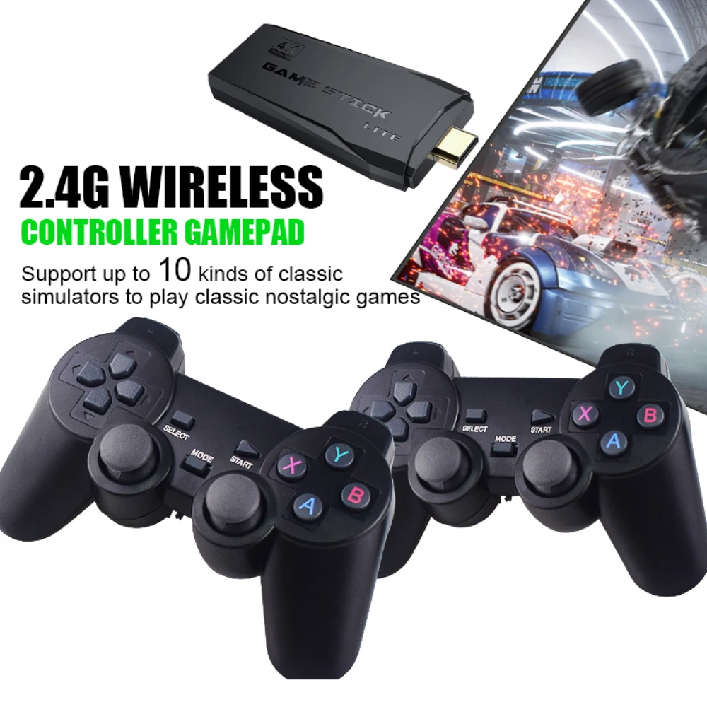 Video Game Y3 Lite Console 2.4G Double Wireless Controller Game Stick 4K HD Built-in 10000 Games 64GB Retro Games For PS1/GBA/MD 1