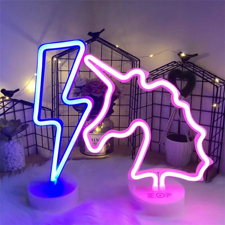 

Flamingo Cactus Neon Sign Light USB 12V Rainbow Led Bulb Home Bedroom Closet Cabinet Study Bedside Table Night Lamp