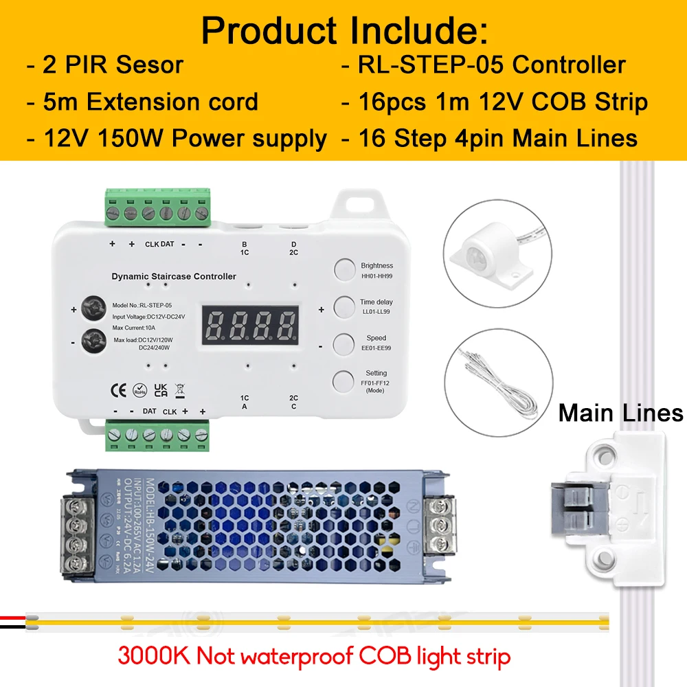 Светодиодная лента для лестниц GIDEALED с датчиком движения