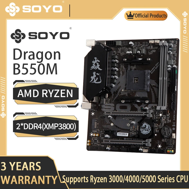 

SOYO AMD B550M Gaming Motherboard DDR4 Double Channel B550 M.2 USB3.2 Socket AM4 Placa Base Supports R3 R5 3600/5600/5700 CPU