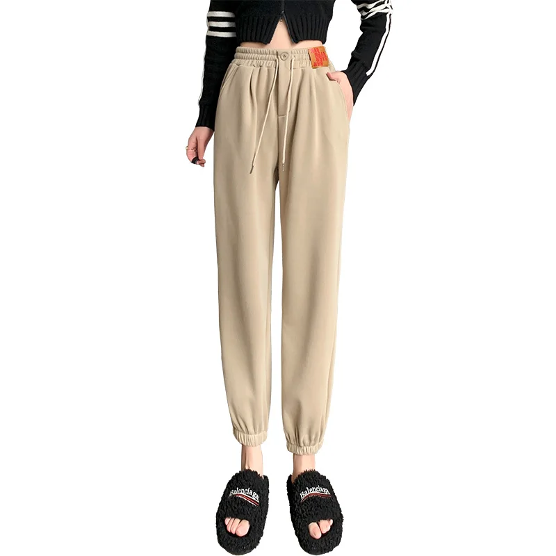New Autumn Winter Women Casual Sweatpants High Quality Fleece Lining Thicken Warm Ankle Banded Pants