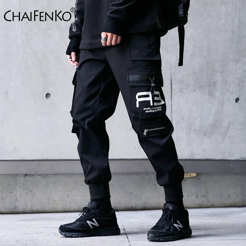 

CHAIFENKO Hip Hop Cargo Pants Men Fashion Harajuku Harem Pant Black Streetwear Joggers Sweatpant Multi-Pocket Casual Mens Pants