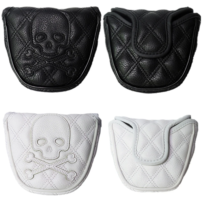 Skull Rhombus Golf Putter Cover Magic Tape PU Leather Golf Club Cover Putter Protector for Blade Putter 2 Colors Golf Headcover