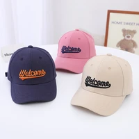 embroidered lettersbaby baseball cap for autumn and winter kids casual solid color hip hop hat pure cotton breathable