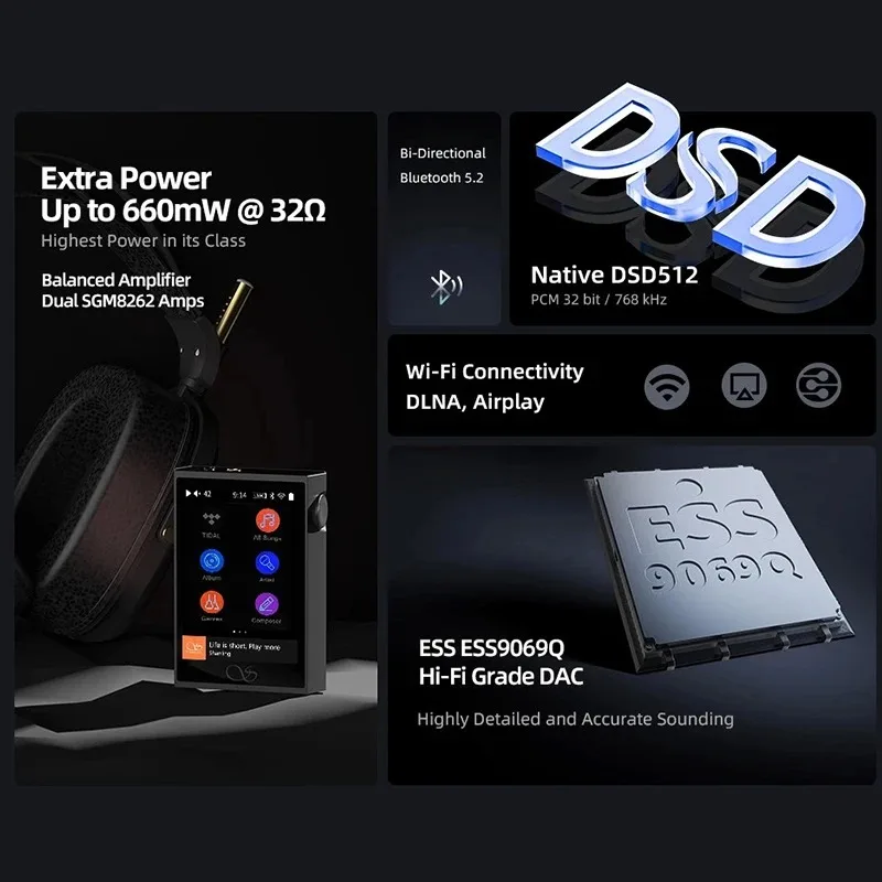 SHANLING M1 PLUS Переносной музыкальный плеер MP3 ES9069Q ЦАП Двойной усилитель SGM8262 PCM768 DSD512
