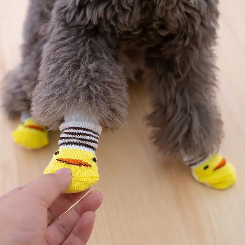 

Pet Socks High Quality Non-Slip Bottom Anti-Freezing Foot Cover Teddy Poodle Small Dog 4pcs Cotton Socks To Keep Warm With