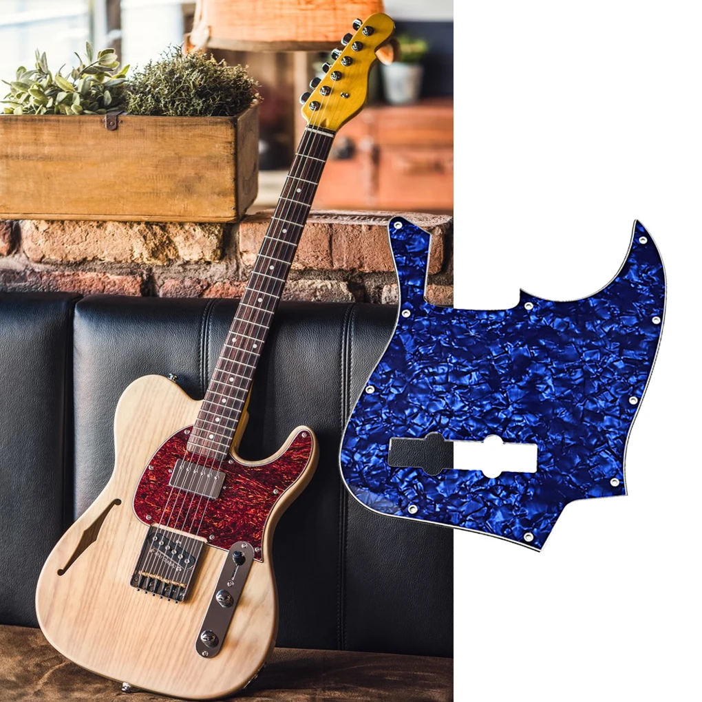 

Голубая защита для гитары с 10 отверстиями, 1 слой, защита от царапин, Цветочная печать, защита для гитары, хорошо подходит для JB басовый аксес...