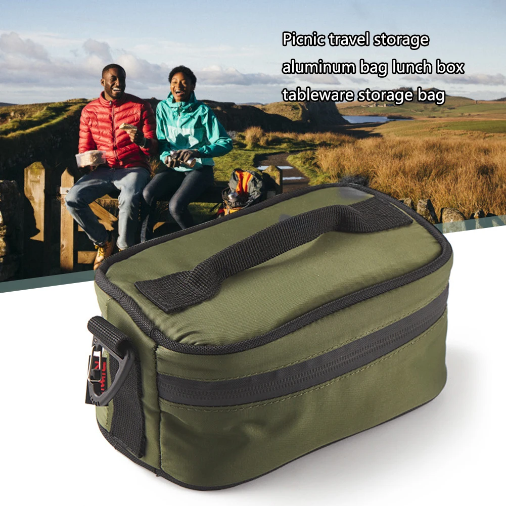 

Outdoor Outing Camping Lunch Box Aluminum Thermal Food Picnic Bento Box Travel Portable Insulation Tableware Storage Bags