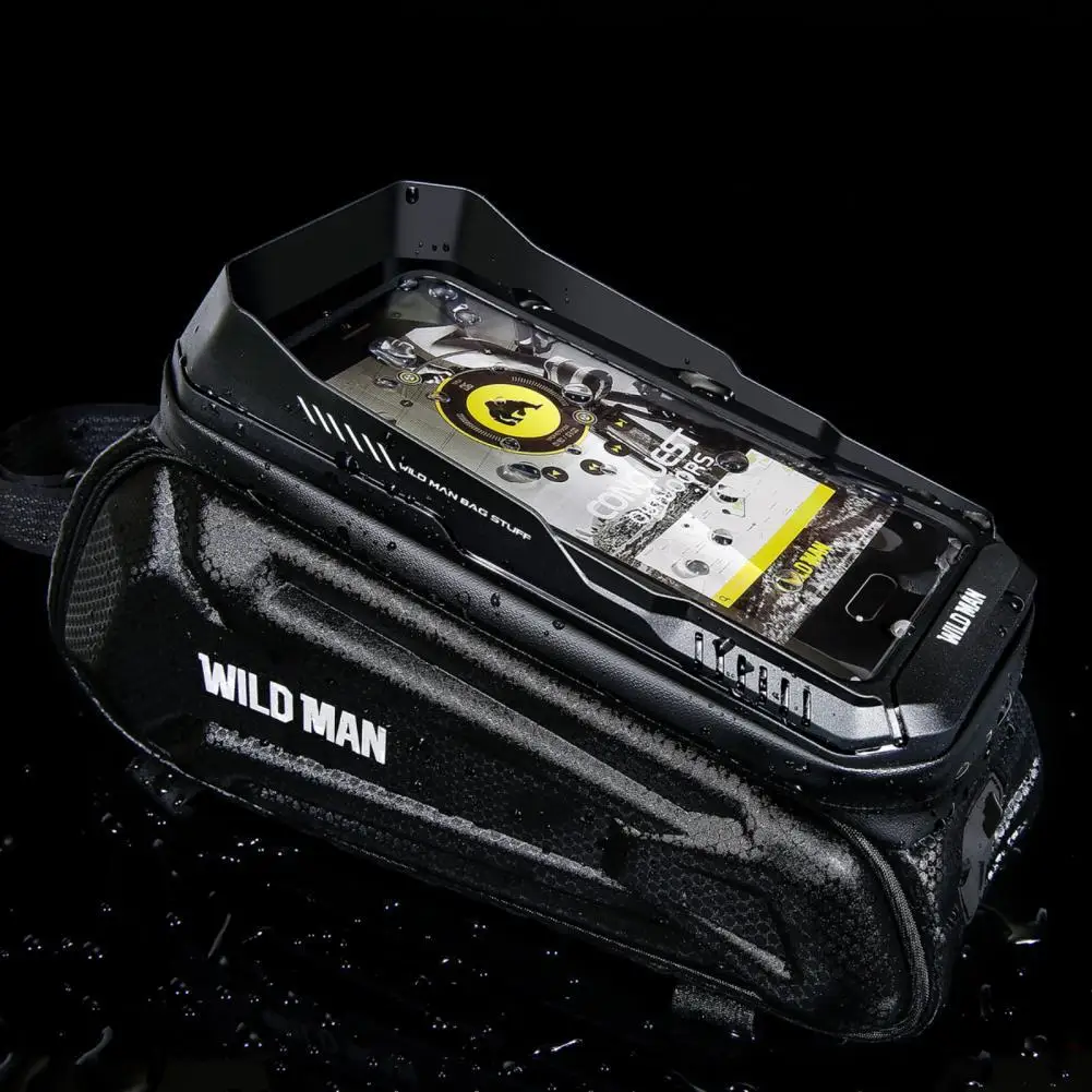 

Touch Screen Design 1.2L Premium Earphone Charge Hole Bike Frame Pouch Anti-Scratch Front Frame Bag Rainproof for Cycling