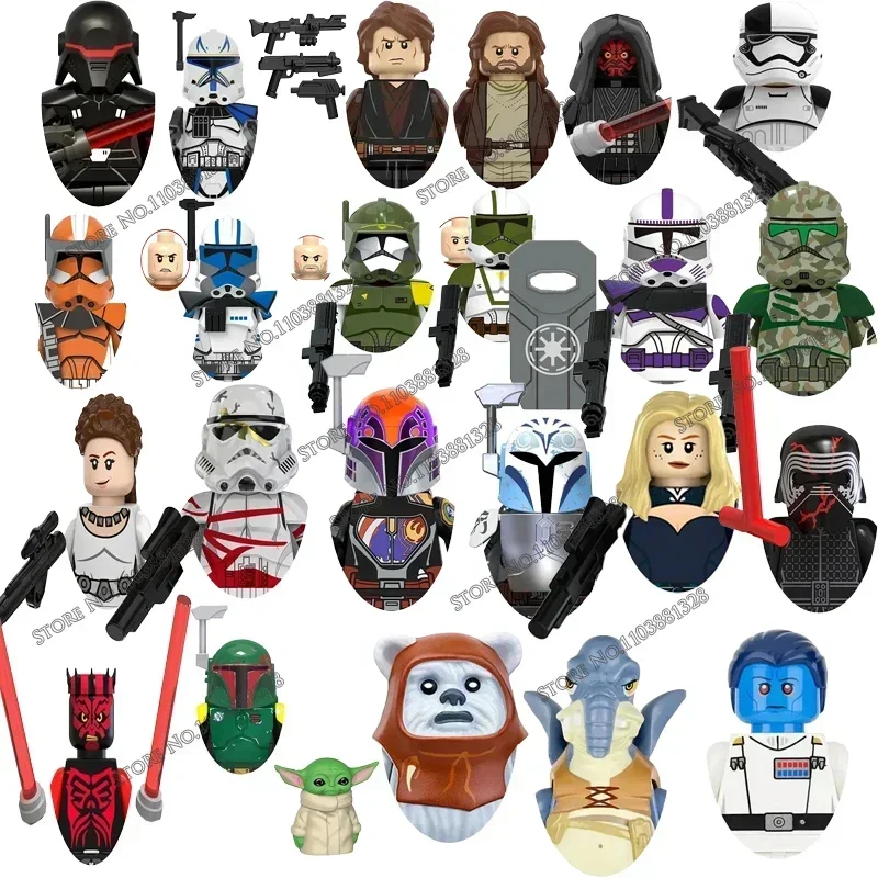 Горячие игрушки Star Wars Mandalorian Han Solo C-3PO Leia Darth Vader Bbba Fett Block Мини-фигурка робота