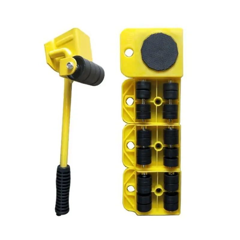 

Saker 4Pcs Furniture Lifter Mover Tools Set Moving Transport Tool 4 Mover Roller 1 Wheel Bar Lifting Heavy Duty Furniture Helper