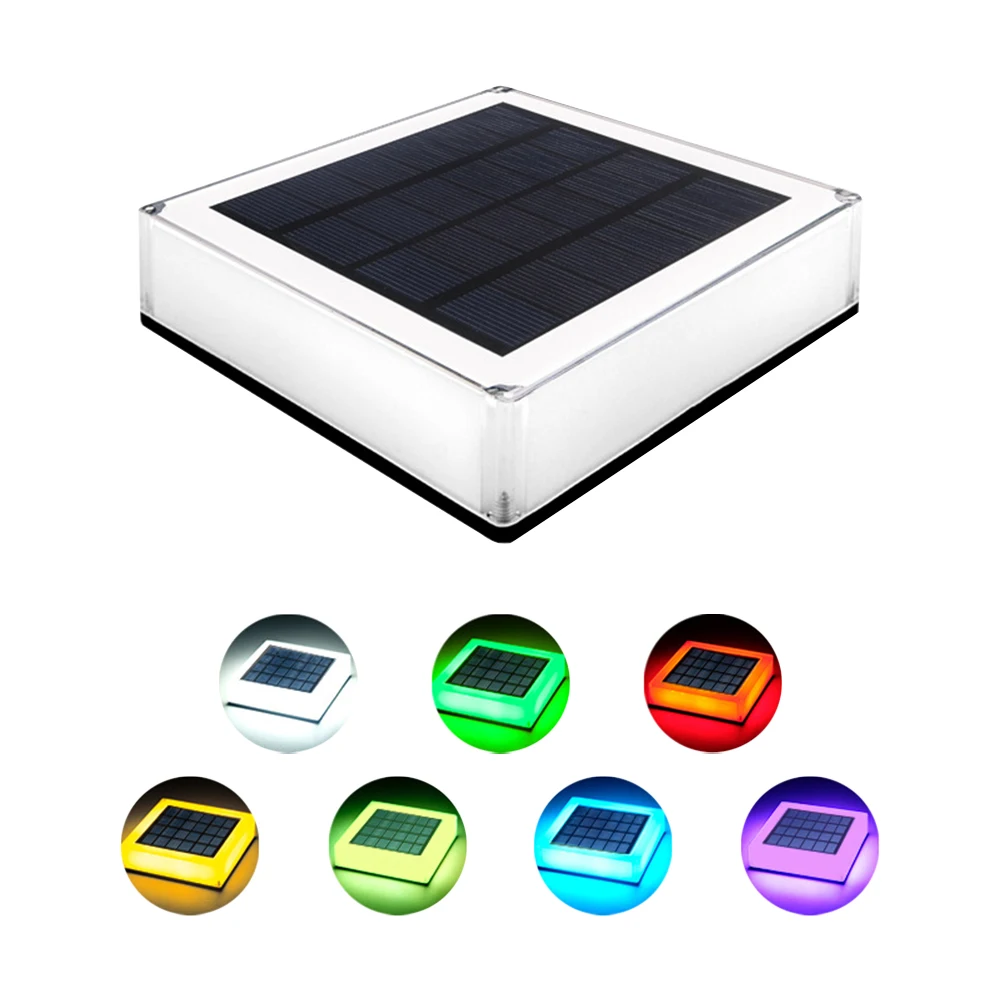 

Courtyard Deck Solar Post Light Outdoor Waterproof 3 Color Temperature Night Patio Landscape Fence RGB Gradient Garden Decor