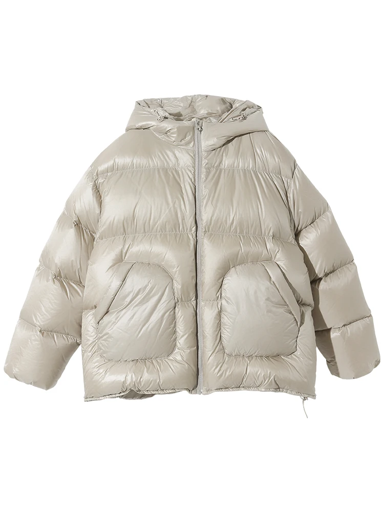 Miccbeirn 2022 Chinese  Style Winter 90 White Duck Down Hooded Jacket For Women Short Cloud Velvet Coat JHJ12054