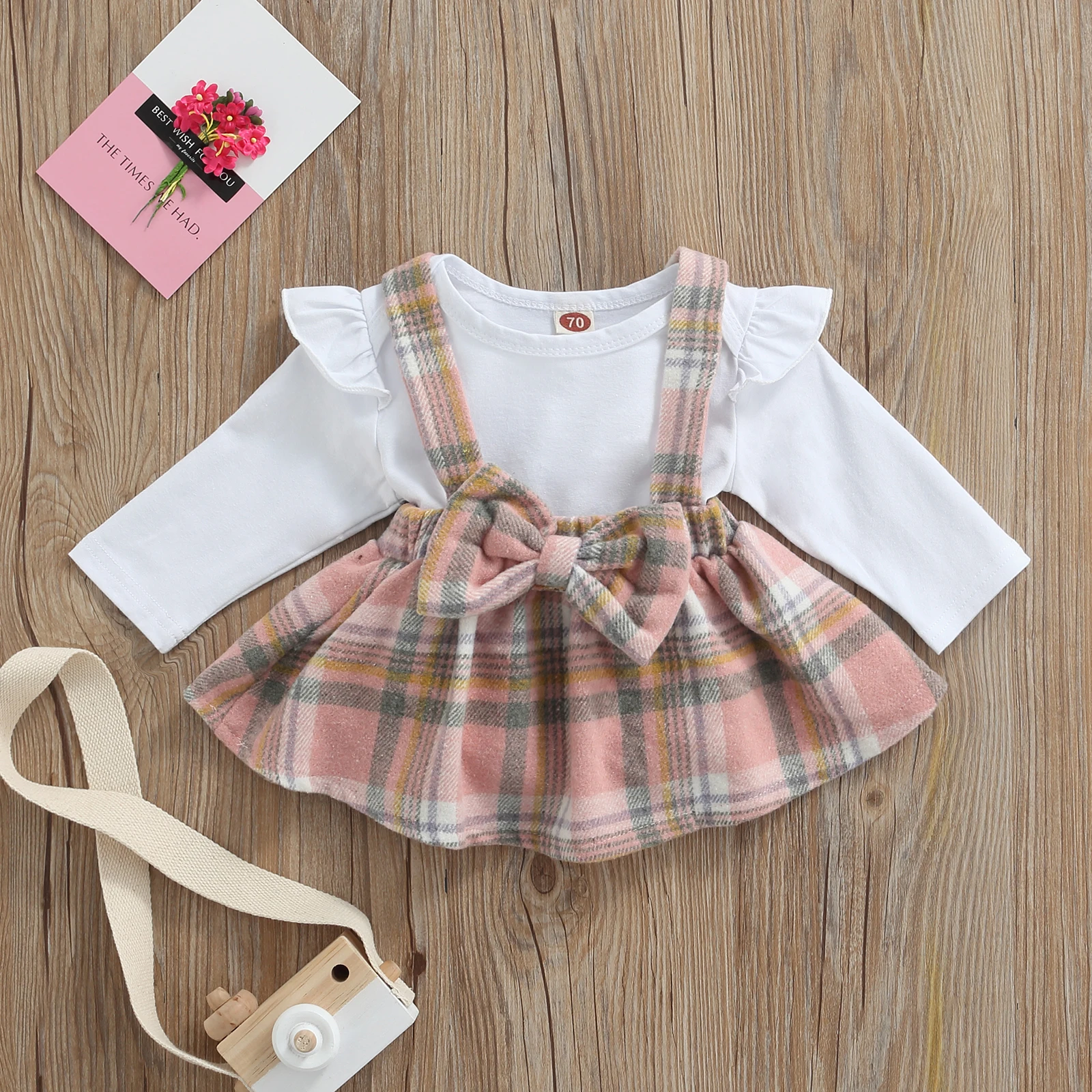 Костюм из двух предметов для маленьких девочек комбинезон с оборками и длинным