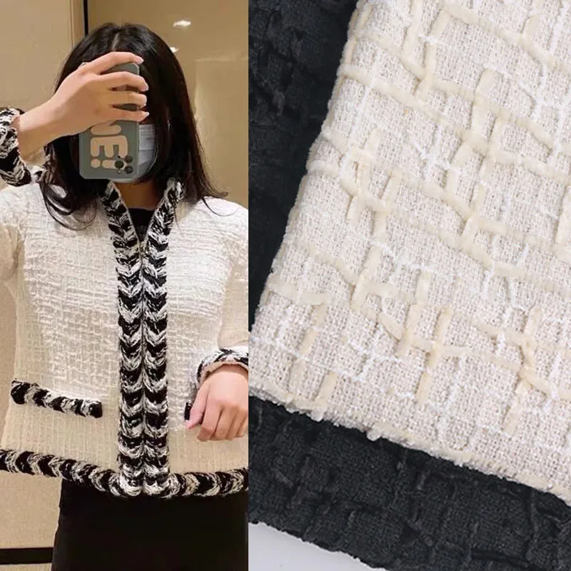 

50x145cm Black And White Lattice Yarn-Dyed Tweed Fabric For Woman Autumn Jacket Dress Suits Coat Skirt DIY Cloth Sewing