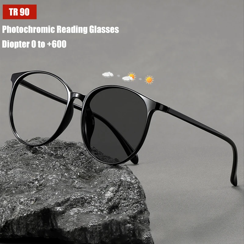 

Ультралегкие очки HUYING TR90 в круглой оправе, фотохромные очки для чтения для мужчин и женщин, очки для дальнозоркости, компьютерные очки с защитой от синего света