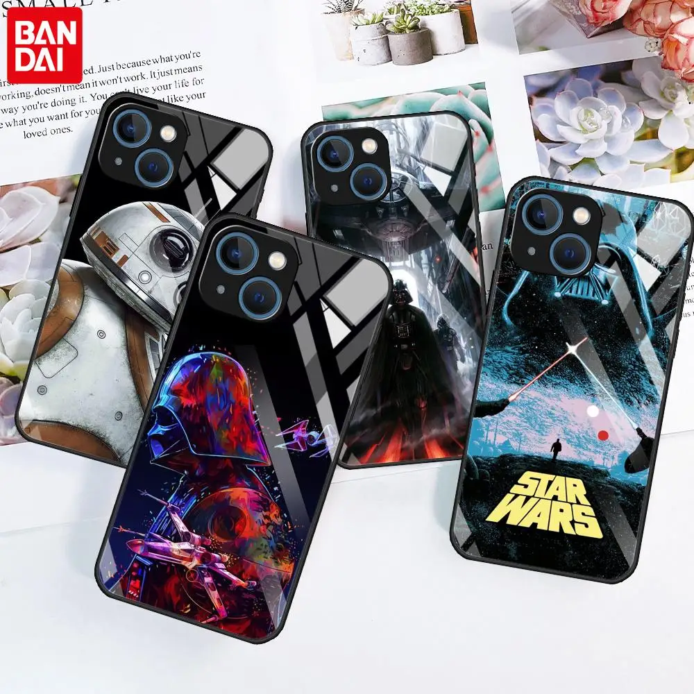 

Tempered Glass Case For iPhone 13 11 12 Pro Max 7 8 Mini XR X SE 2020 XS 6 6S Plus 7+ 8+ Star Wars Logo Darth Vader Phone Cover