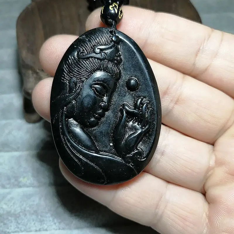 Натуральный нефрит лекарственный король графит зеленый кулон из гуаньинского