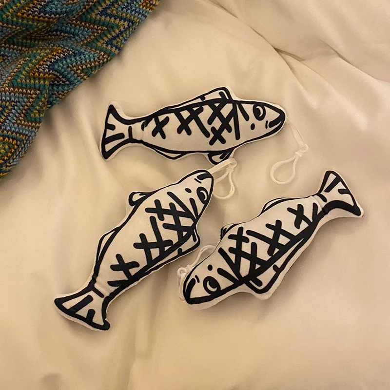 

Cute Cartoon Salted Fish Plush Doll Key Chain Kawaii Fluffy Soft Stuffed Toy Backpack Pendant Schoolbag Decoration Holiday Gifts