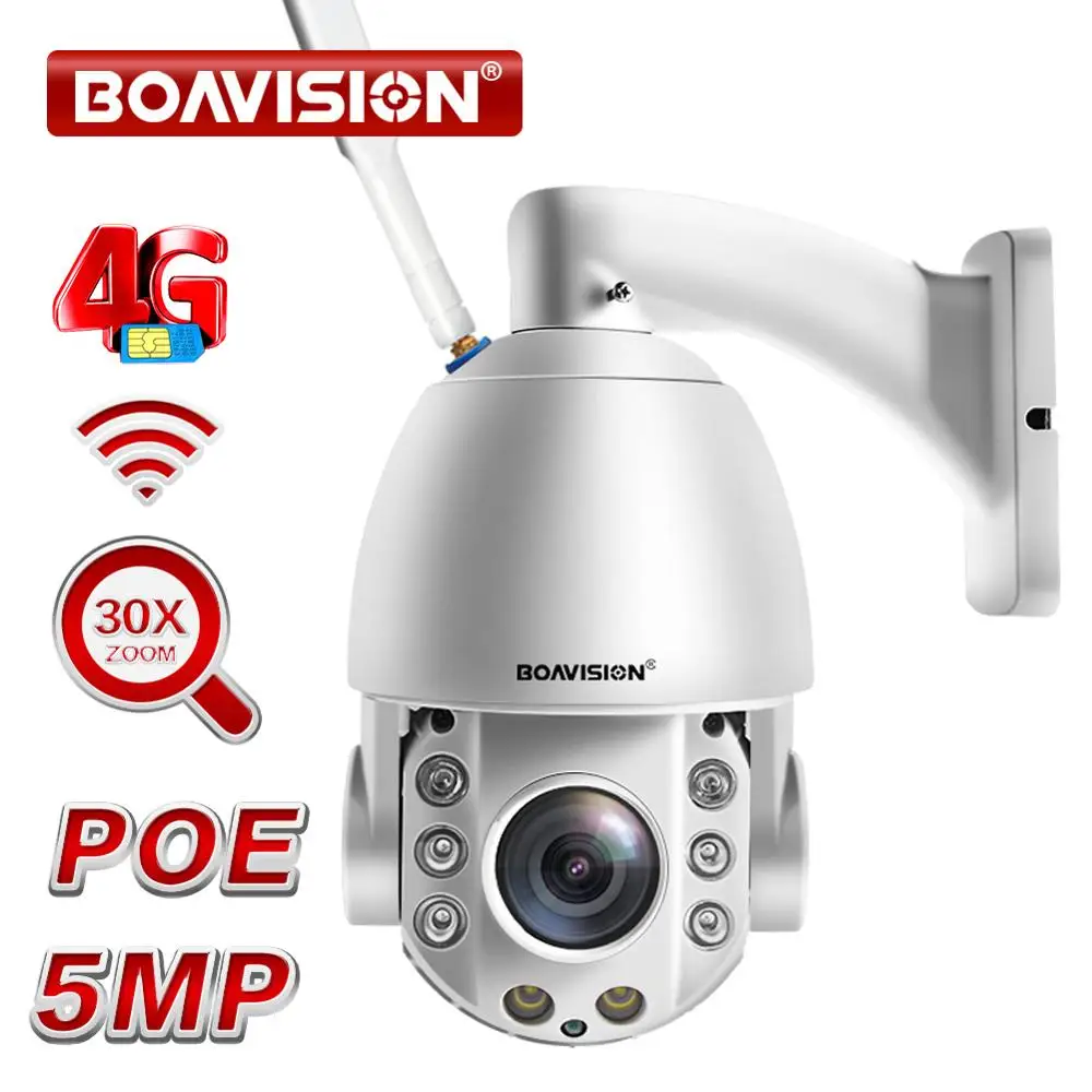 

30X Zoom AI AUTO Tracking 5MP WIFI / POE/ 4G PTZ IP Camera Two Way Audio Waterproof Full Color Night Vision Security CCTV Camera