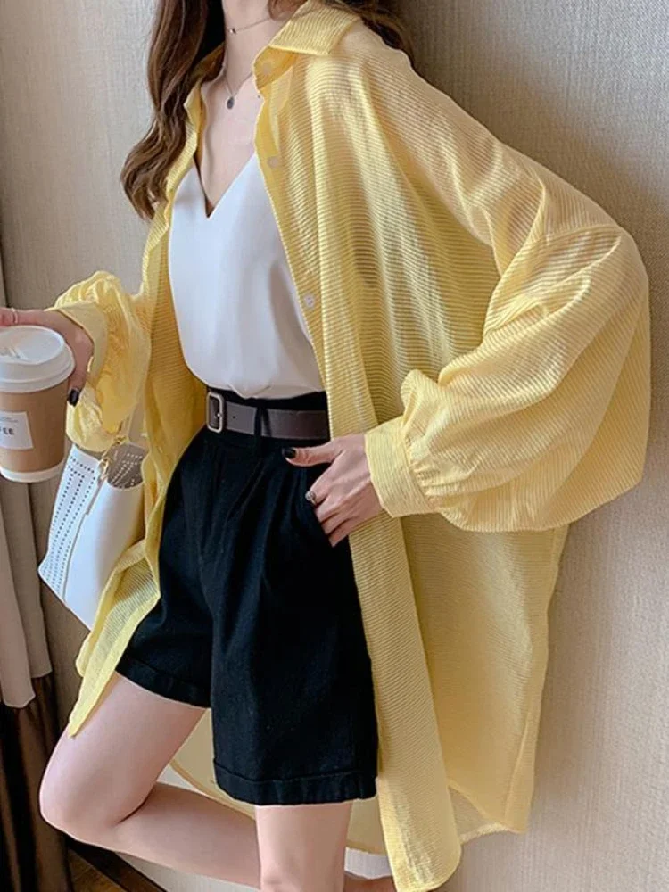 Солнцезащитные рубашки женские мешковатые для отдыха повседневные шикарные