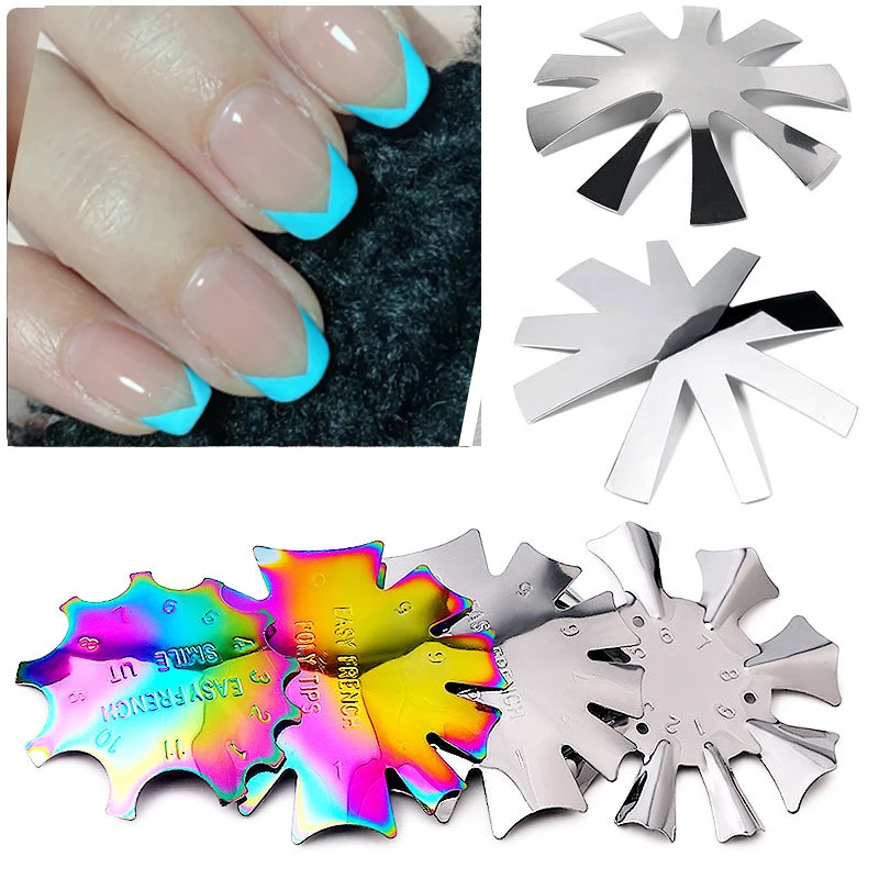 

Pro 9 Sizes Easy French Smile Cut V Line Almond Shape Tips Manicure Edge Trimmer Nail Cutter Acrylic Pink White French Nails