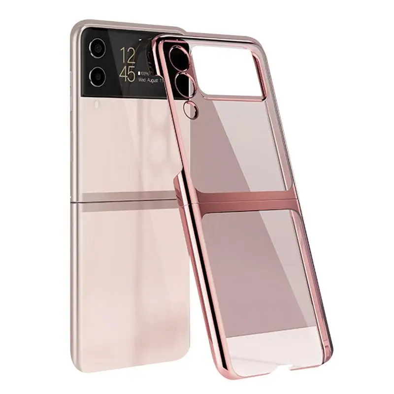 

Case Cover For Samsung Flip 3 5G Transparent PC Back Shockproof Plating Phone Case For Flip3