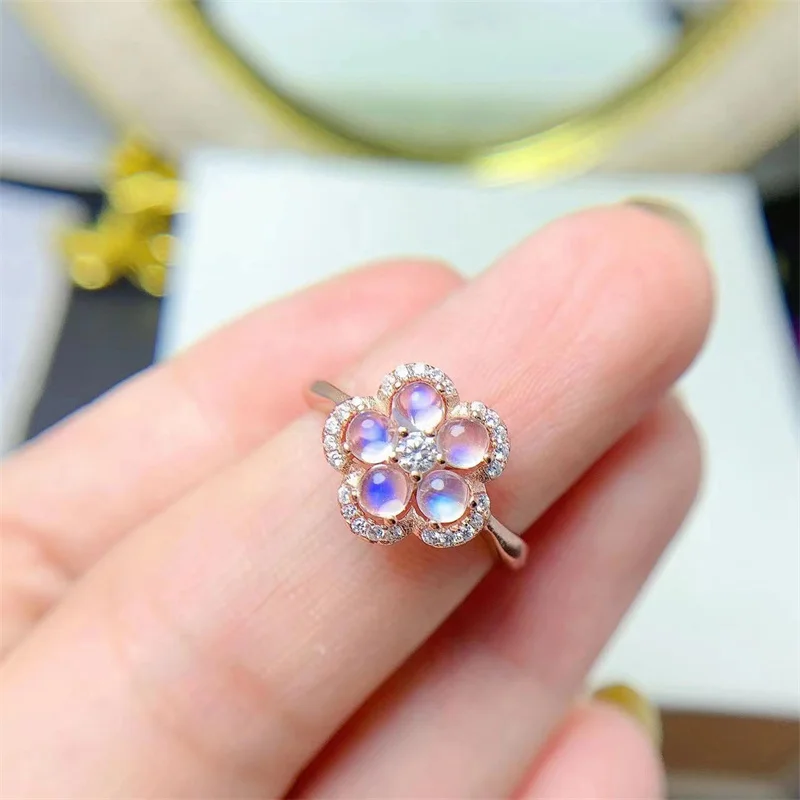 Обручальное кольцо для женщин Натуральный натуральный лунный камень с