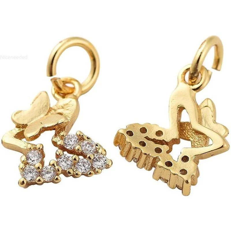

2Pcs Environmental Brass Cubic ia Butterfly Charms for Jewelry Making DIY Findings 11x10x2mm Hole 3mm