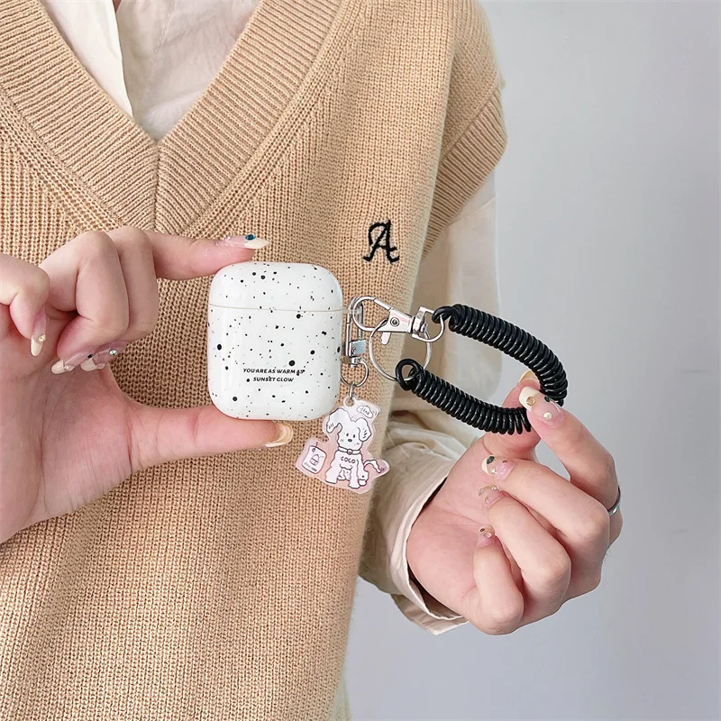 

Fashion Simplicity Simple Brush Painting Puppy Airpods Bluetooth Headset Case For Airpods1/2/3/Pro Silicone With Dog Pendant