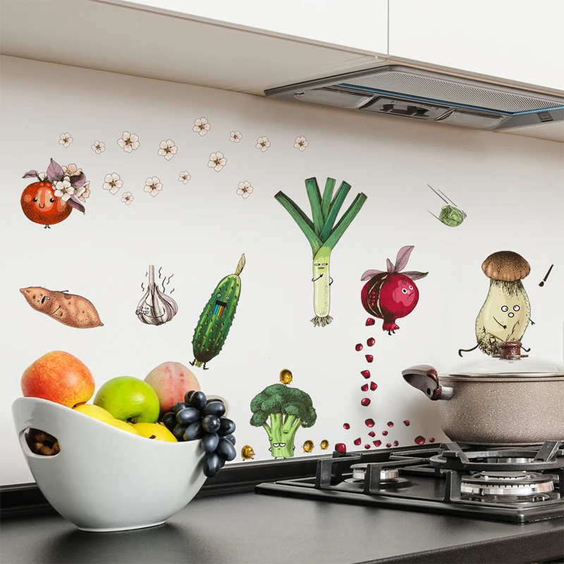 

1set Vegetable Print Wall Sticker Creative Vegetable Party Wall Decal Decoration Wall Decal
