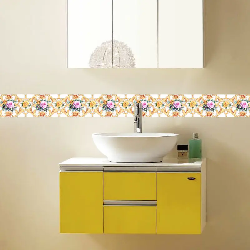 10m Wall Decoration Skirting Line Bathroom Home Decals for Furniture PVC Waterproof Tile Plane Sticker |
