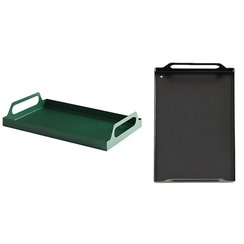 

Promotion! Metal Food Serving Rectangular Rustic Vintage Wooden Food Server Butler Tray for Serving Drinks Snacks Food