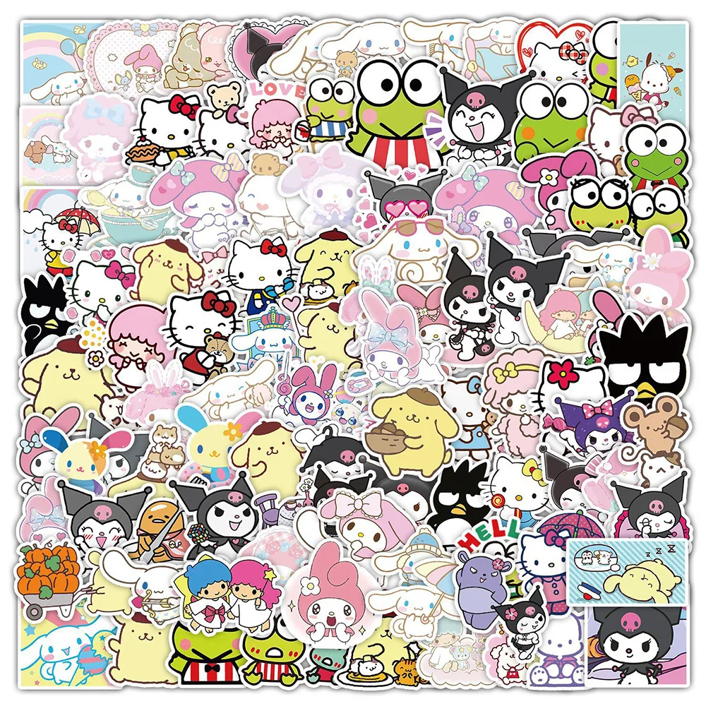 

10/30/50/100pcs Kawaii My Melody Art Stickers Sanrio Kuromi Sticker Laptop Skateboard Suitcase Diary Car Bike Kid Decal Toy Gift