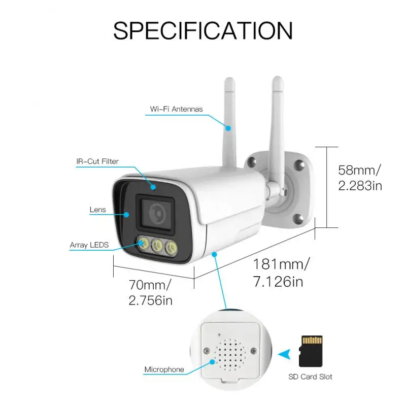 

Security Camera Remote Control Infrared Night Vision Night Vision 2mp 1080p Smart Home Surveillance Camera Weatherproof